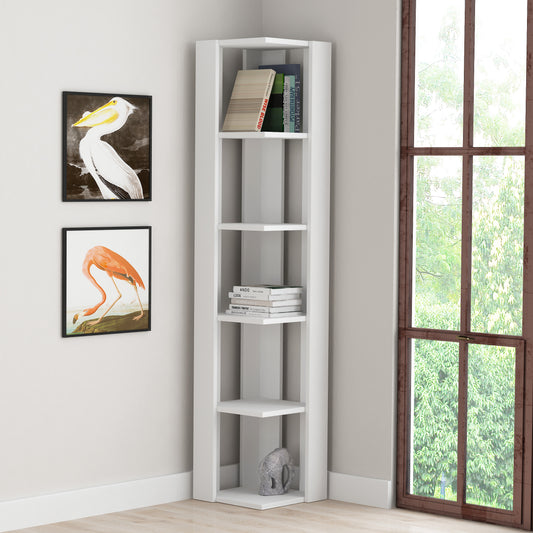 Nati Modern Corner Bookcase Display Unit Tall 161cm - Decortie