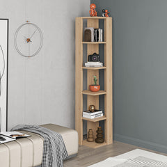 Nati Modern Corner Bookcase Display Unit Tall 161cm – Oak