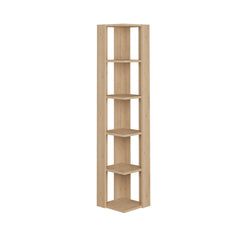Nati Modern Corner Bookcase Display Unit Tall 161cm – Oak