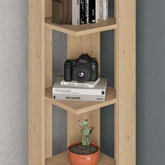 Nati Modern Corner Bookcase Display Unit Tall 161cm – Oak