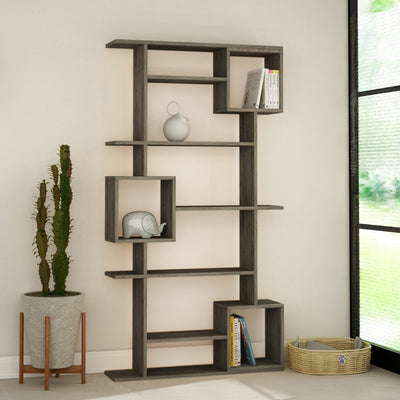 Soto Modern Bookcase Display Unit Tall 173cm in Dark Coffee