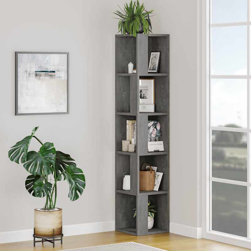 Piano Modern Corner Bookcase Display Unit Tall 158.9cm - Decortie