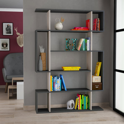 Mito Modern Bookcase Display Tall 161cm in Light Mocha,Anthracite
