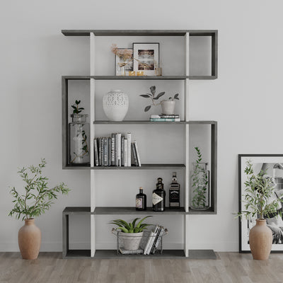Mito Modern Bookcase Display Tall 161cm in Retro Grey,Ancient White