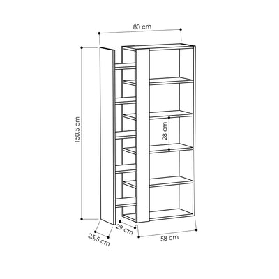 Lift Modern Bookcase Display Unit Tall 150.5cm - Decortie