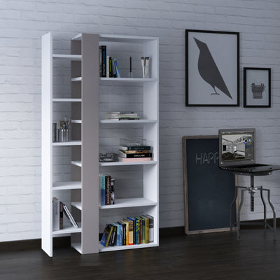 Lift Modern Bookcase Display Unit Tall 150.5cm in Light Mocha,White