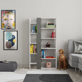 Lift Modern Bookcase Display Unit Tall 150.5cm in Retro Grey,White