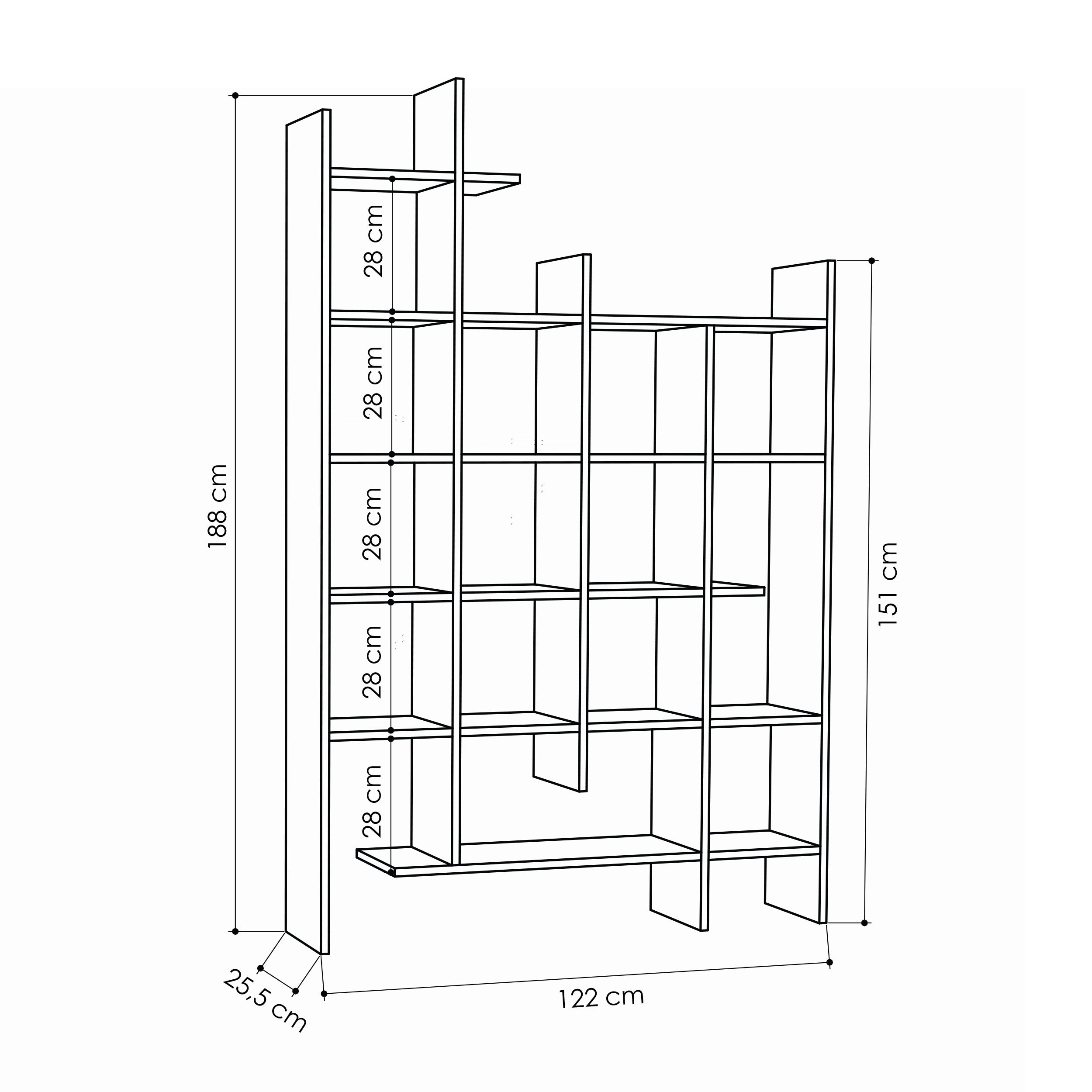 Manco Modern Bookcase Display Unit Room Separator Tall 188cm - Decortie