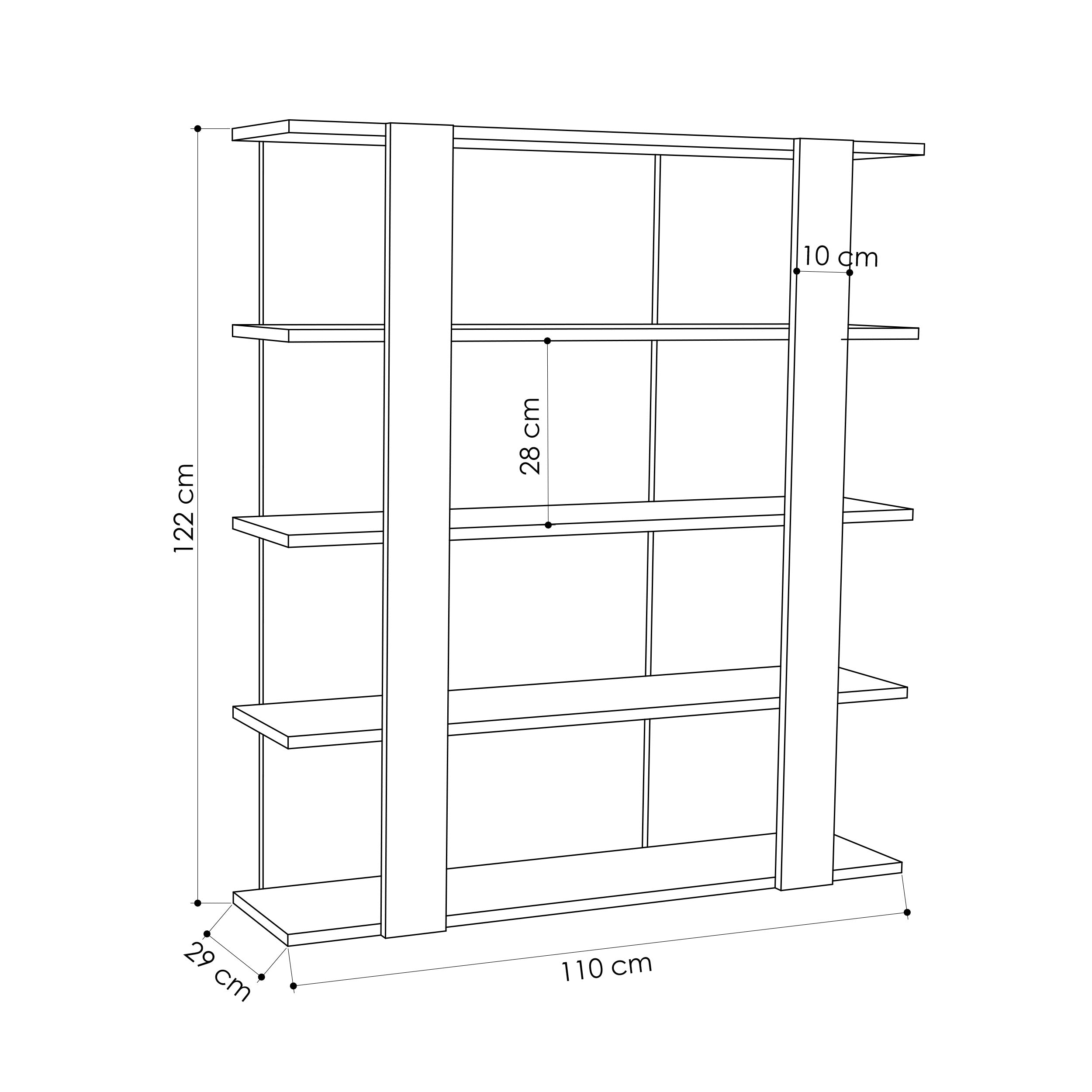 Tita Modern Bookcase Display Unit Medium 122cm - Decortie