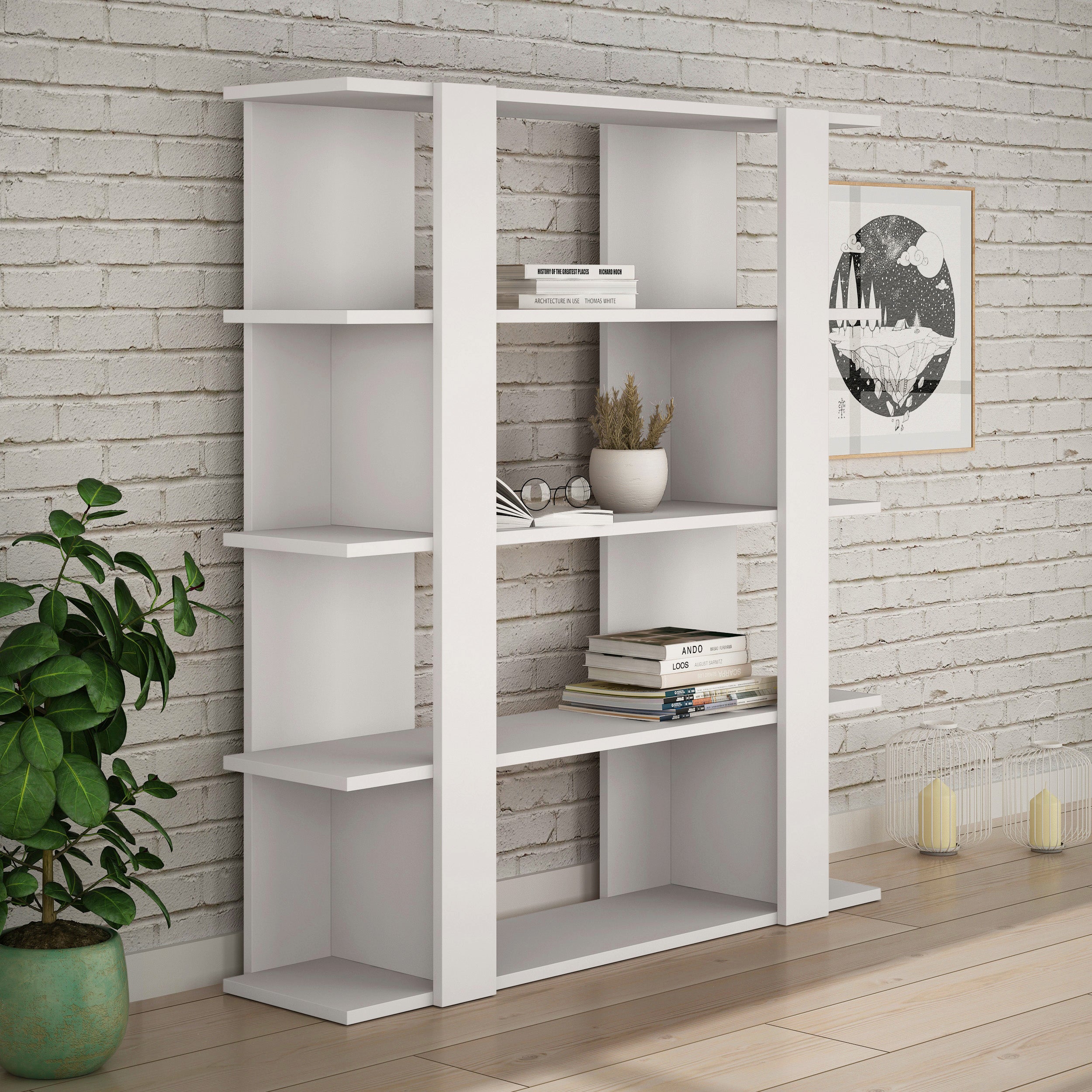 Tita Modern Bookcase Display Unit Medium 122cm - Decortie