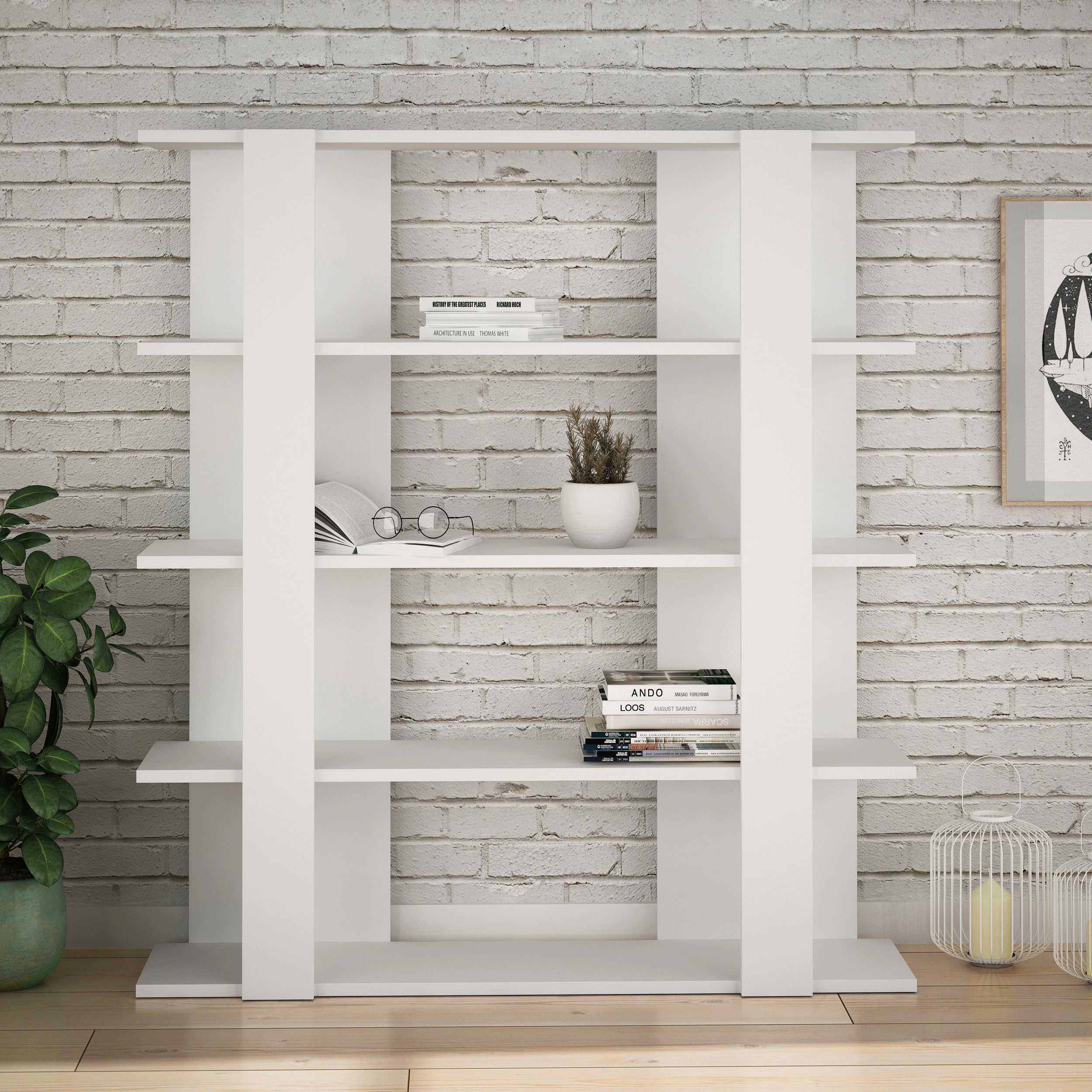 Tita Modern Bookcase Display Unit Medium 122cm - Decortie