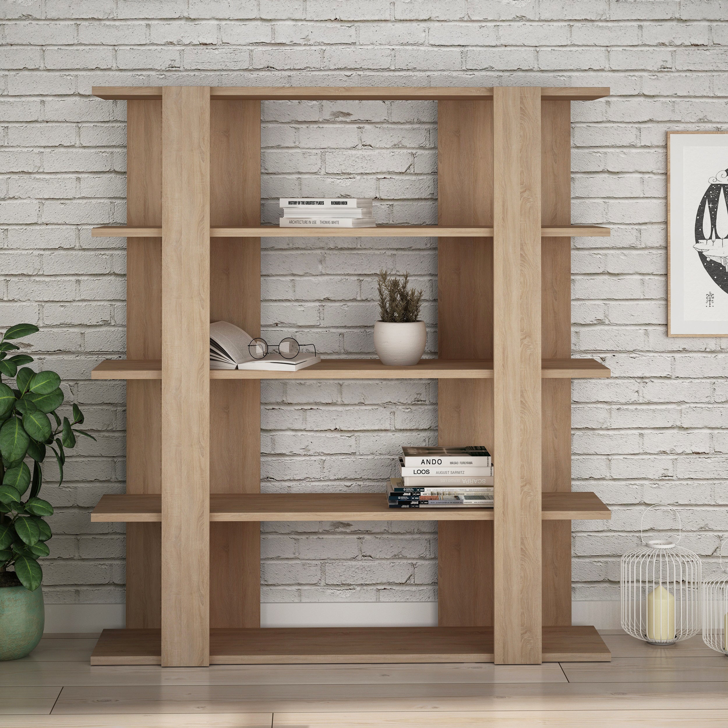 Tita Modern Bookcase Display Unit Medium 122cm - Decortie