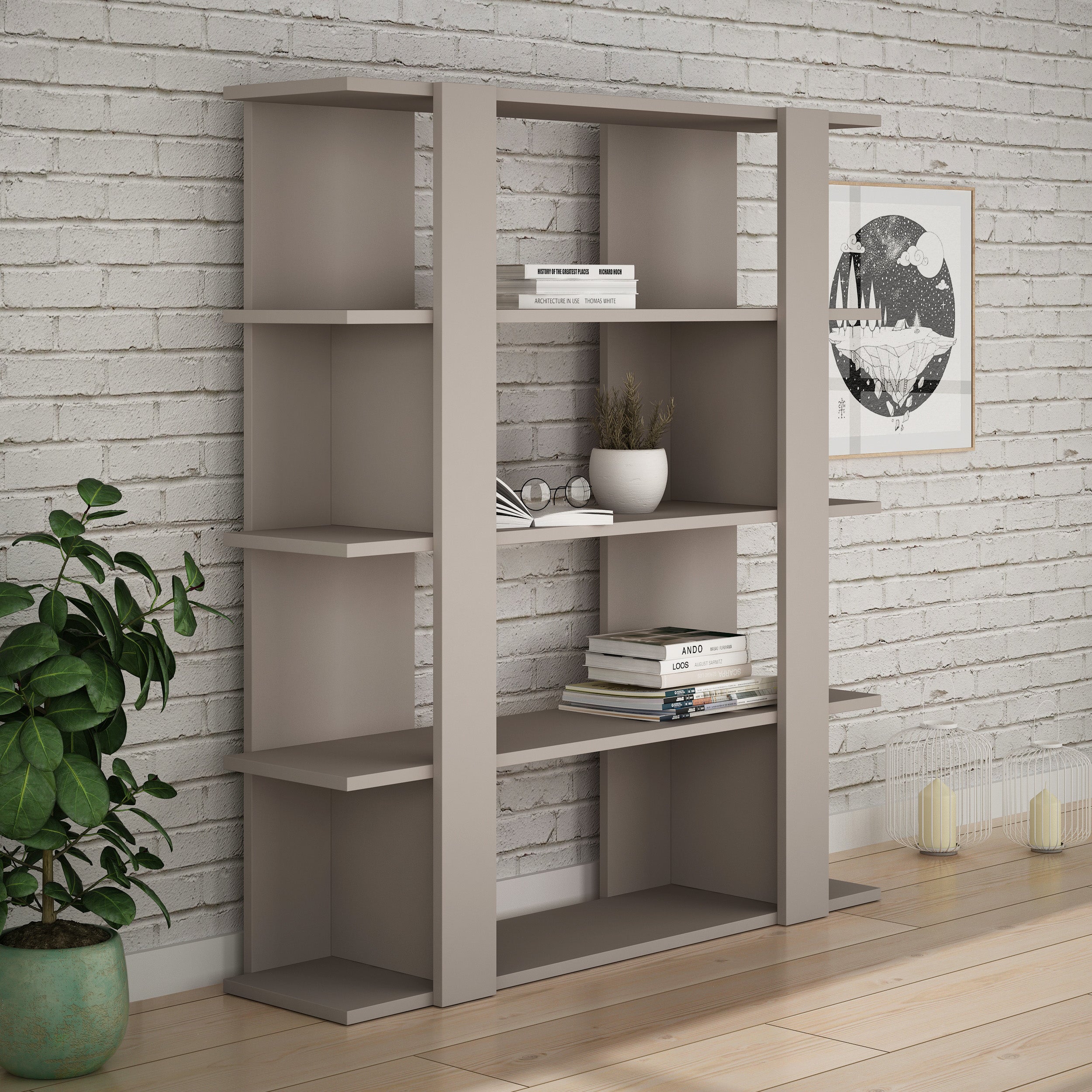Tita Modern Bookcase Display Unit Medium 122cm - Decortie