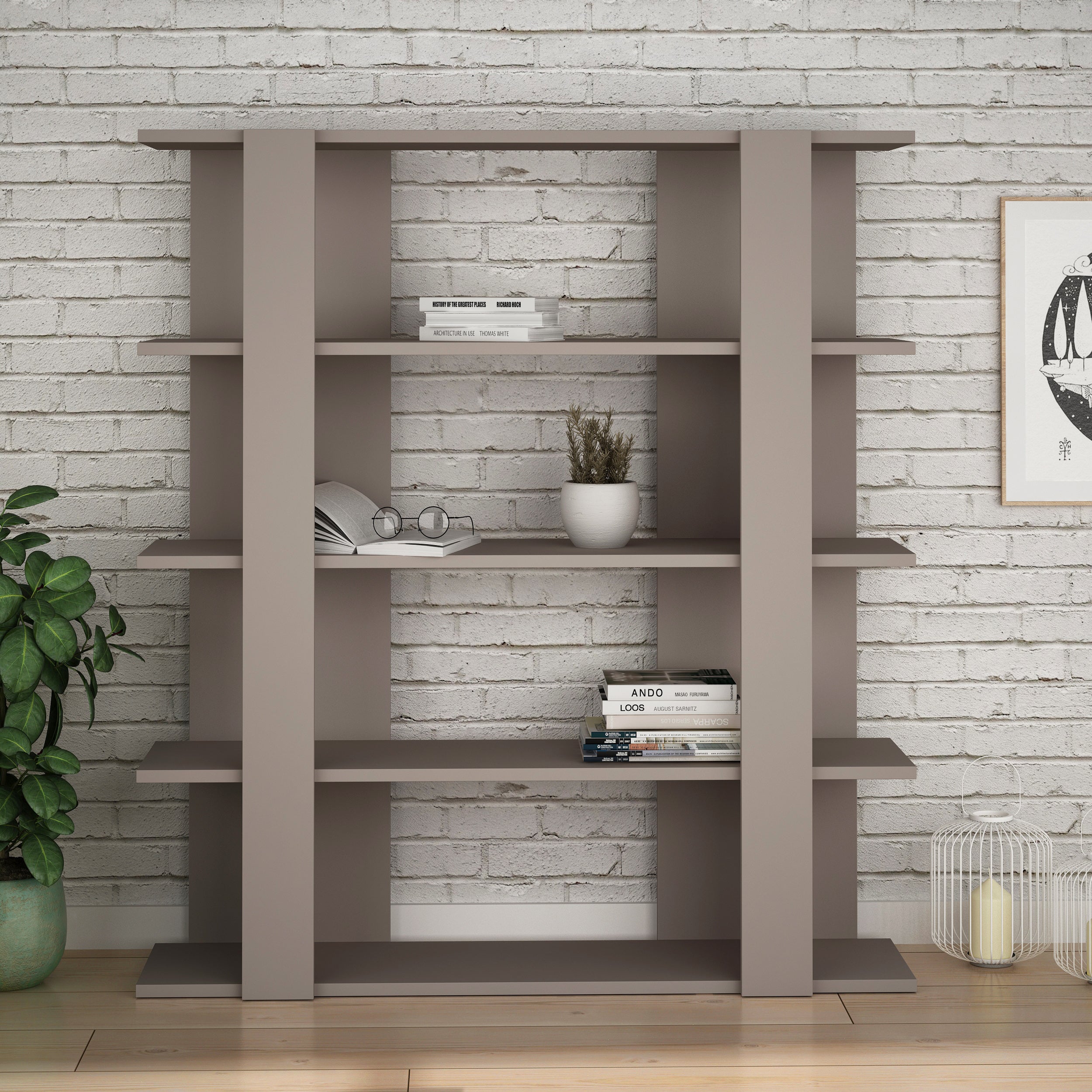 Tita Modern Bookcase Display Unit Medium 122cm - Decortie