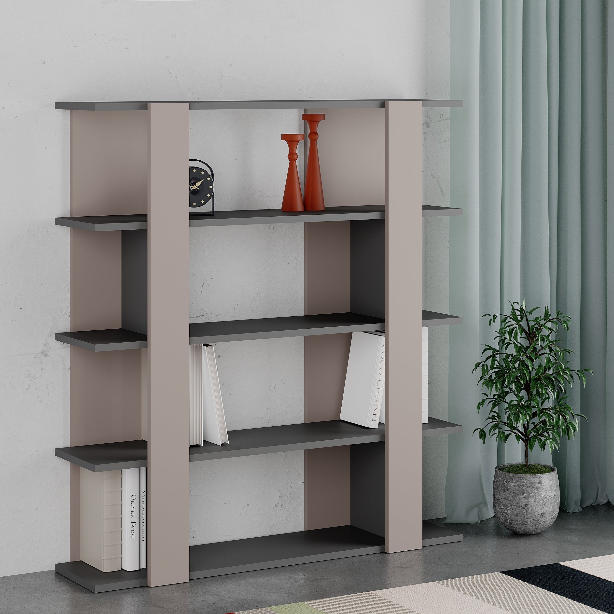 Tita Modern Bookcase Display Unit Medium 122cm - Decortie