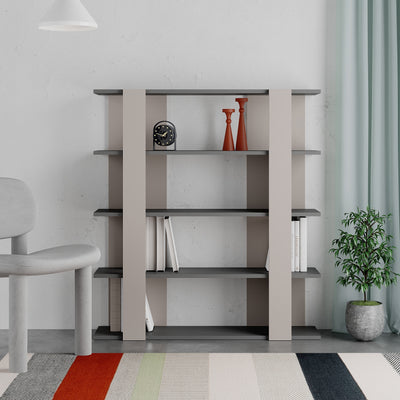 Tita Modern Bookcase Display Unit Medium 122cm in Light Mocha,Anthracite