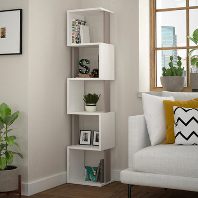 Piri Modern Bookcase Display Unit Tall 161cm in Light Mocha,White