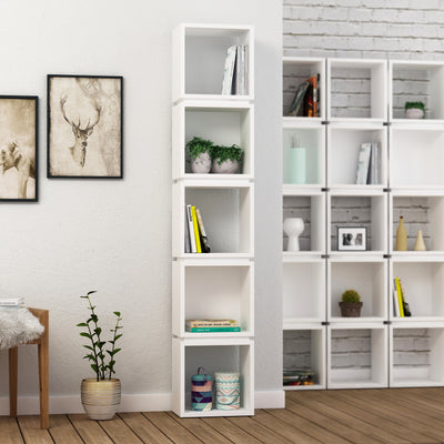 Multi Modern Bookcase Display Unit Tall 167cm in White