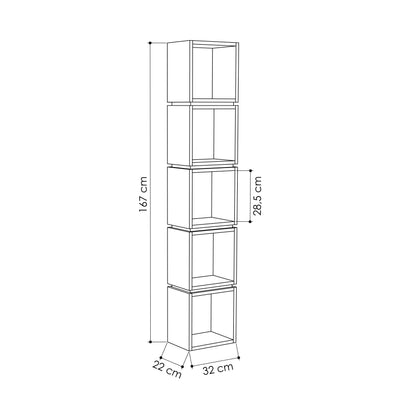 Multi Modern Bookcase Display Unit Tall 167cm - Decortie