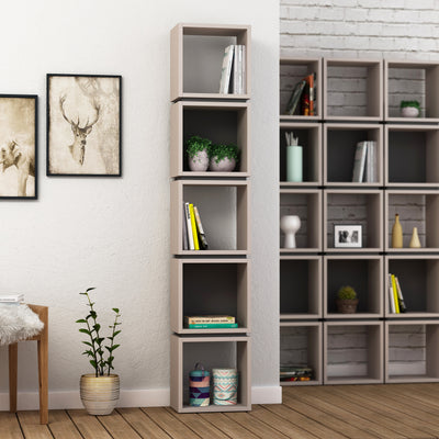 Multi Modern Bookcase Display Unit Tall 167cm in Light Mocha,Anthracite