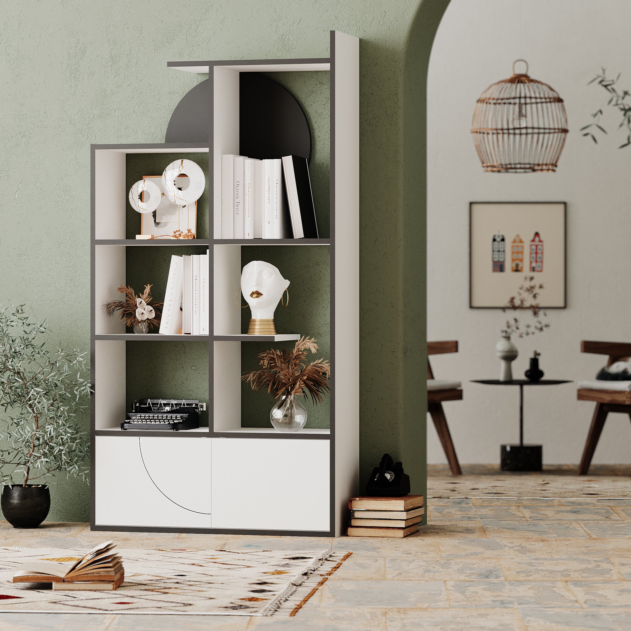 Half Modern Bookcase Display Unit Tall 165cm - Decortie