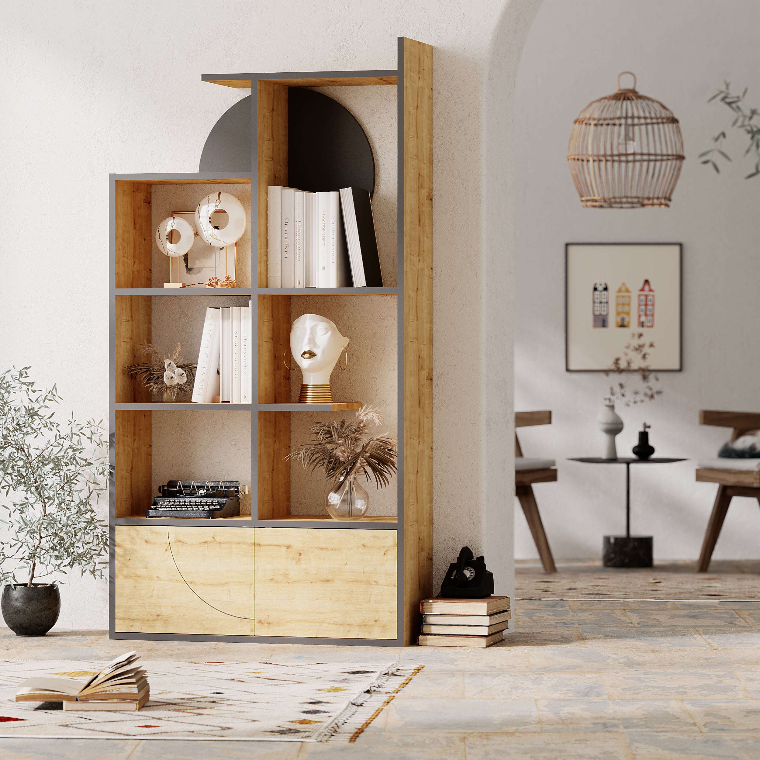 Half Modern Bookcase Display Unit Tall 165cm - Decortie