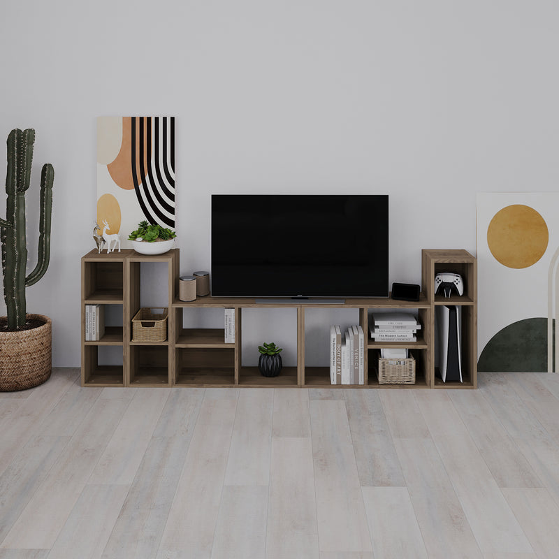 Combayn Big Low Standing Bookcase – detail view – modular living room bookcase – Decortie
