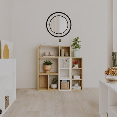 Combayn Big Low Standing Bookcase – detail view – modular living room bookcase – Decortie