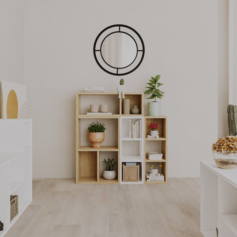 Combayn Big Low Standing Bookcase – detail view – modular living room bookcase – Decortie