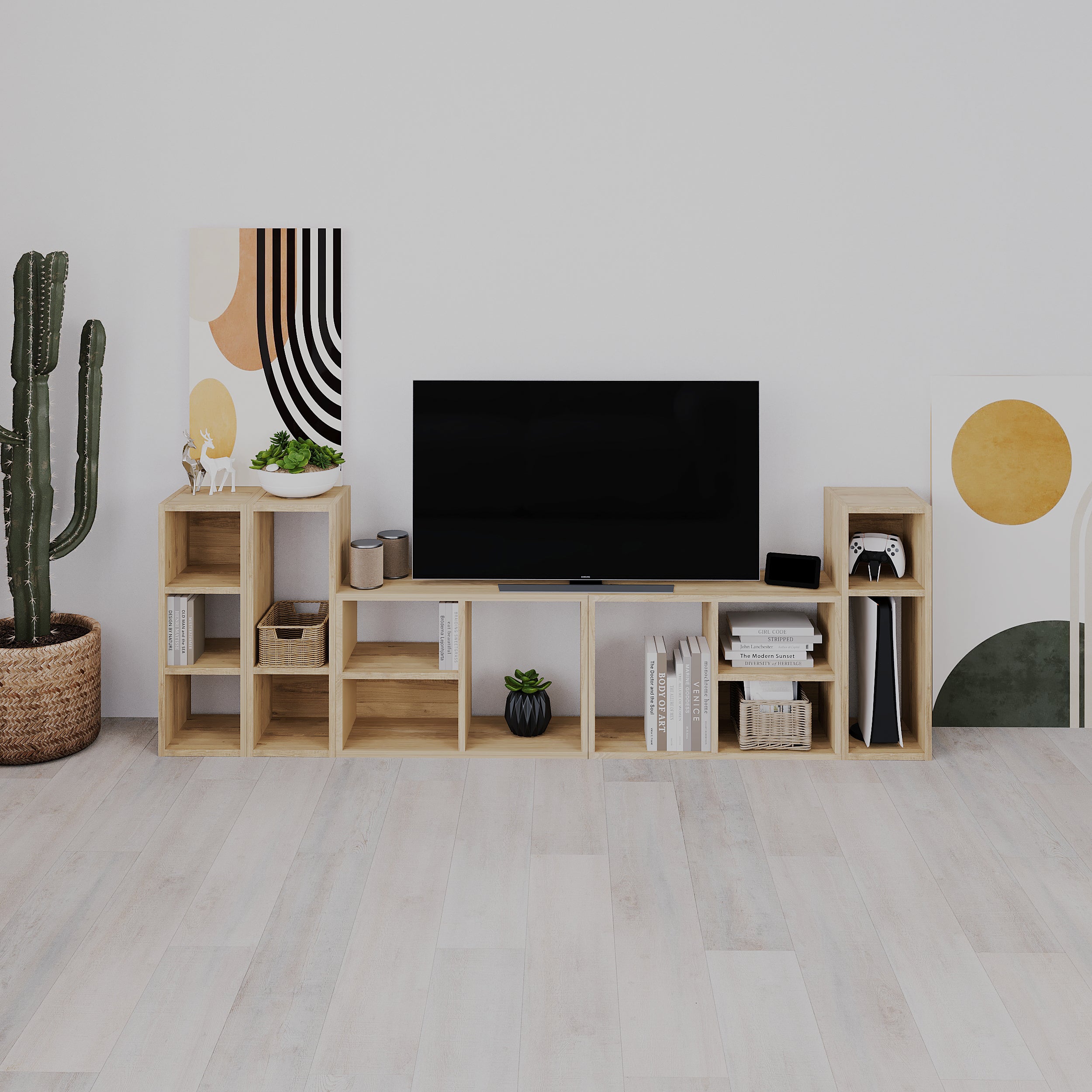 Combayn Big Low Standing Bookcase – detail view – modular living room bookcase – Decortie