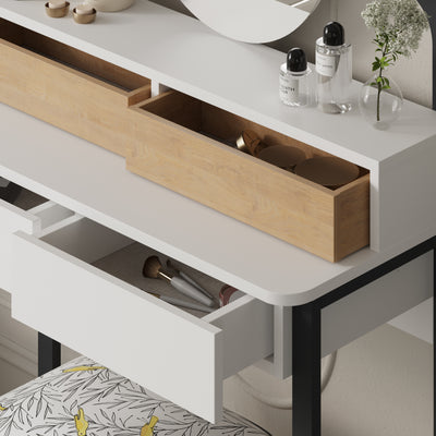 Lora Vanity Table with Round LED Mirror - view 4