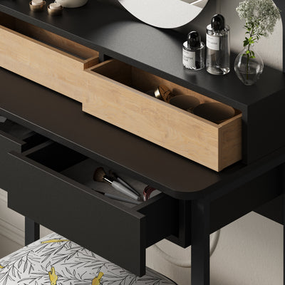 Lora Vanity Table with Round LED Mirror - view 3