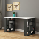 Labirent Modern Desk With Bookshelf Legs Width 137cm – Anthracite,White