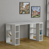 Colmar Modern Desk With Bookshelf Legs Width 140cm – White