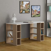 Colmar Modern Desk With Bookshelf Legs Width 140cm in Oak,White