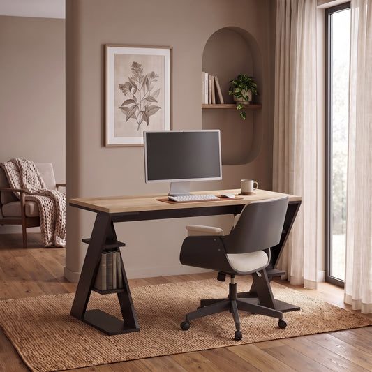 Papillon Modern Desk With Bookshelf Legs Width 137cm