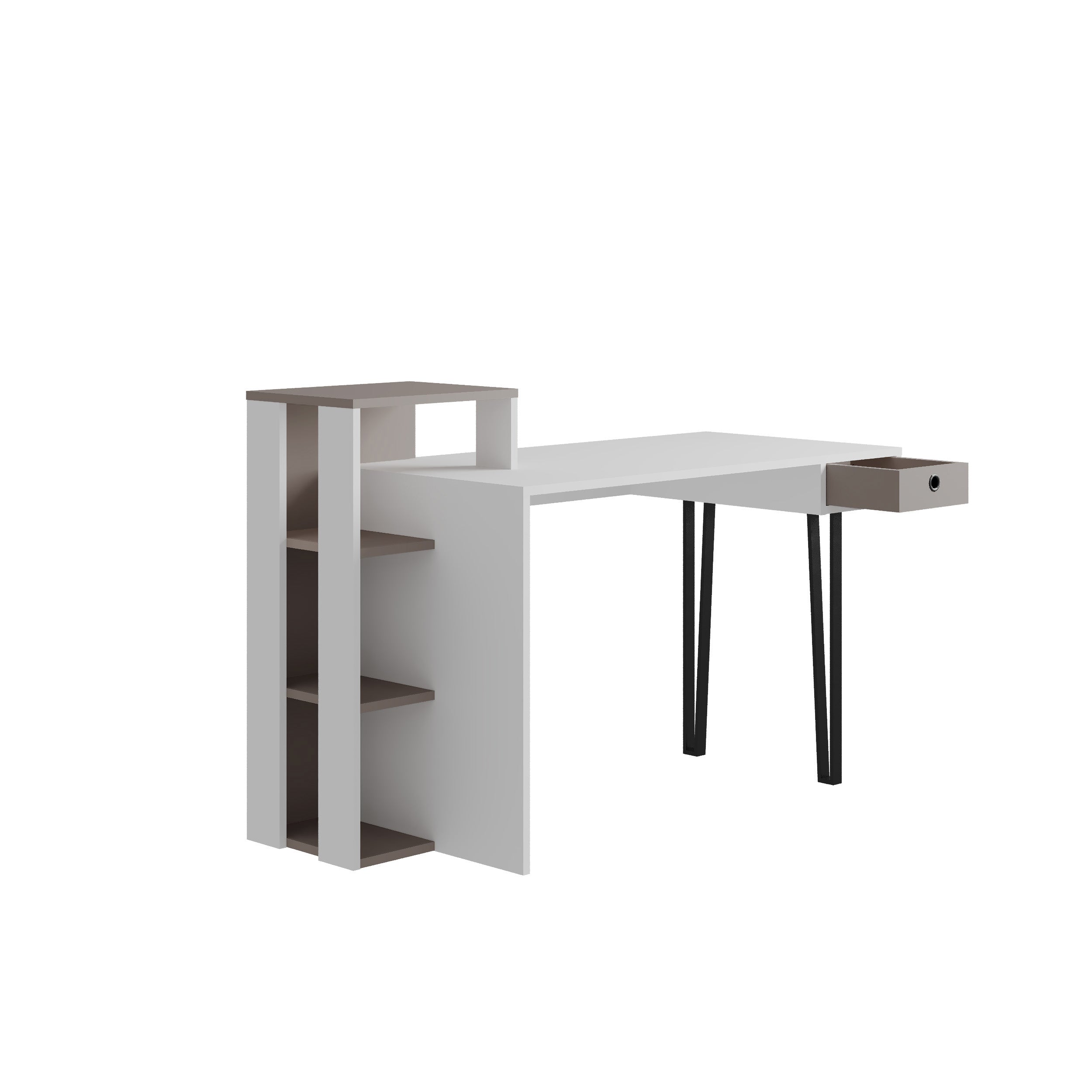 Loyd Study Desk With Drawer And Bookshelves Width 141cm - Decortie