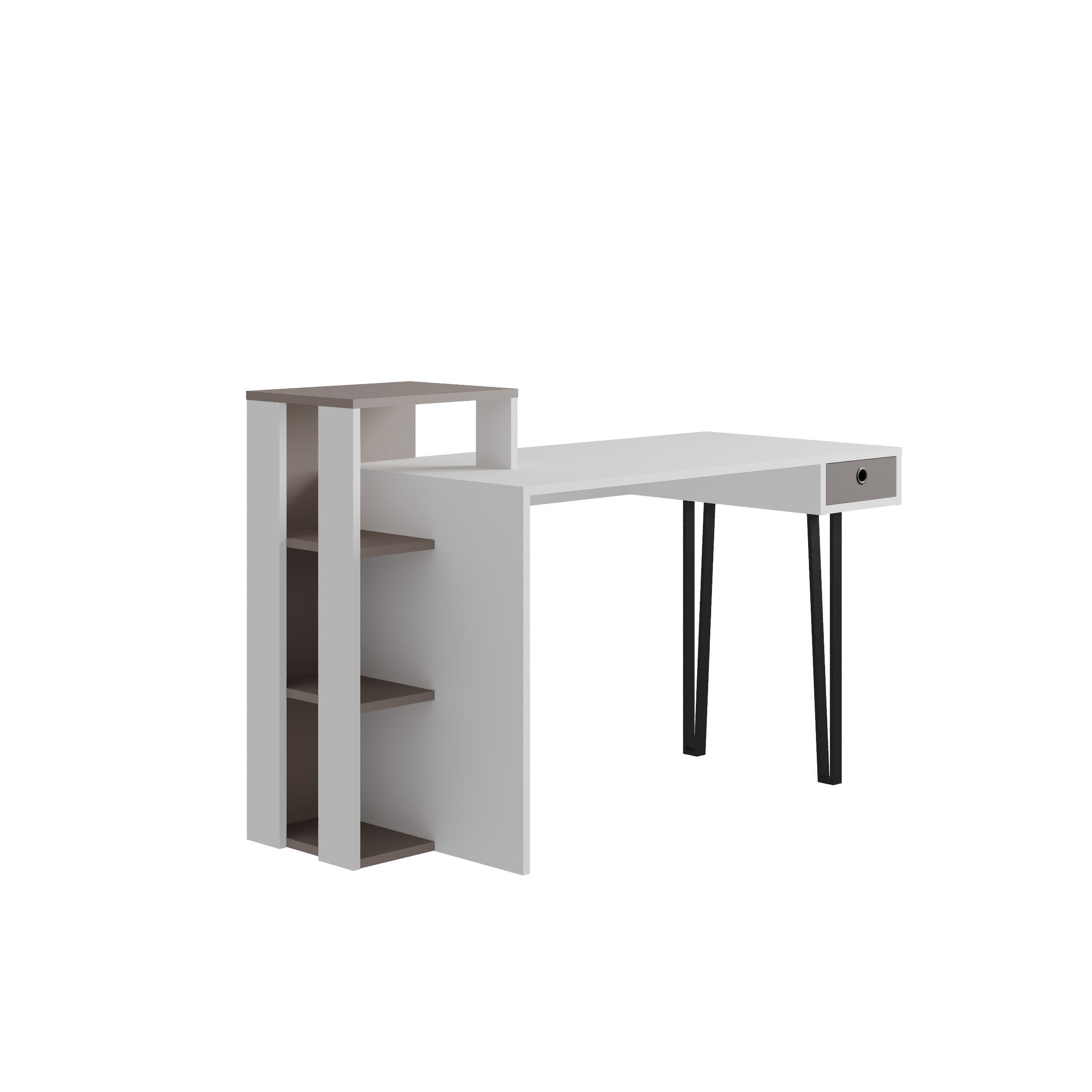 Loyd Study Desk With Drawer And Bookshelves Width 141cm - Decortie