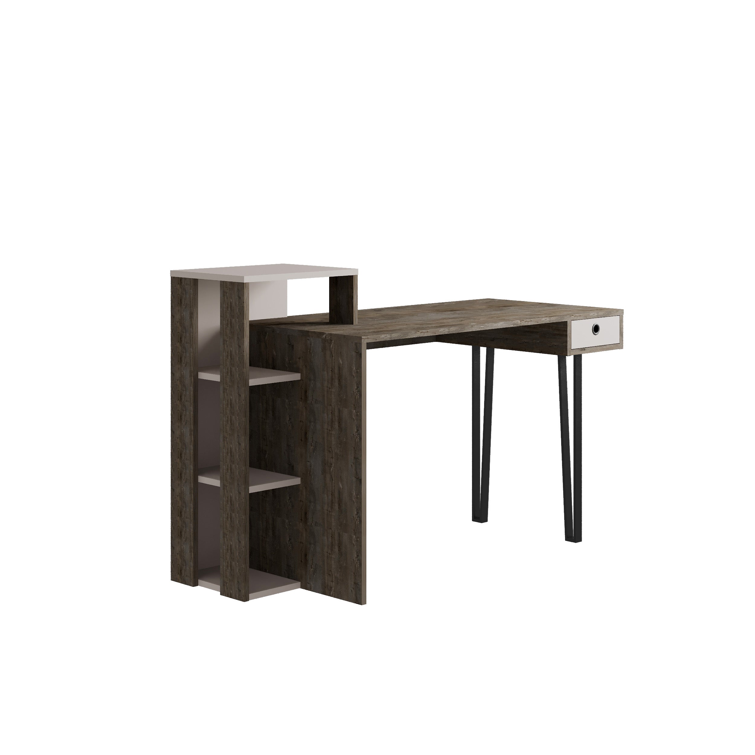 Loyd Study Desk With Drawer And Bookshelves Width 141cm - Decortie
