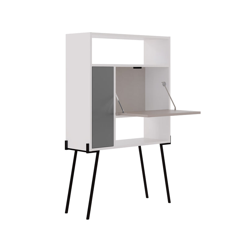 Tatti Modern Desk White – open cabinets with 2 compartments for home office and study storage