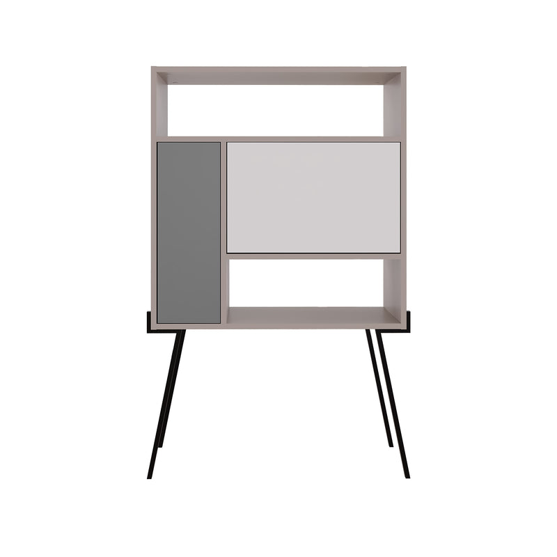 Tatti Modern Desk Multipurpose With Storage – Mocha Grey and White – wall-mounted home office desk