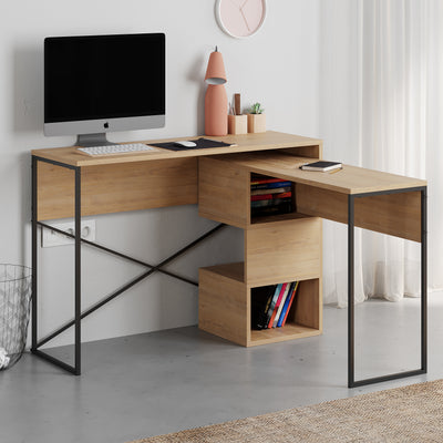 Badau Multi Purpose Working Table – Modern 2-in-1 Desk with Storage for Home Office or Study in Sapphire Oak