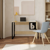 Model 4 Working Table with 1 Square Shelf - Oak - Black Wood – Default Title