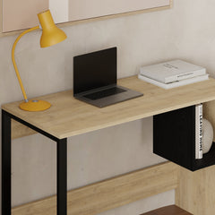 Model 4 Working Table with 1 Square Shelf - Oak - Black Wood – Default Title