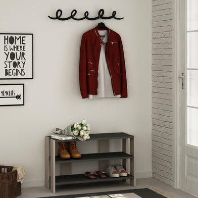 Tono Modern Shoe Rack With Hanger in Light Mocha,Anthracite