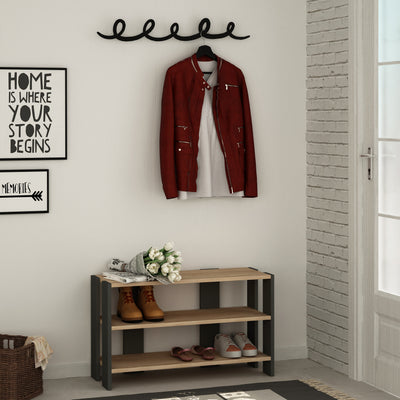 Tono Modern Shoe Rack With Hanger in Oak,Anthracite