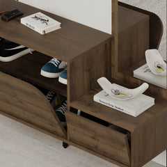Mila Shoe Cabinet & Hanger Set – 3-in-1 Hallway Unit with Mirror – Dark Oak