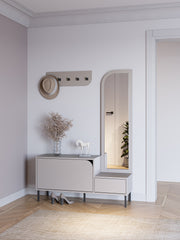 Mila Shoe Cabinet & Hanger Set – 3-in-1 Hallway Unit with Mirror – Sandstone