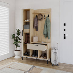 Acton Hall Stand with Shoe Storage – Sapphire Oak,Sandstone