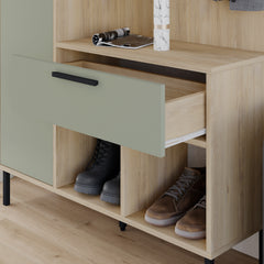 Acton Hall Stand with Shoe Storage – Sapphire Oak,Ash Green